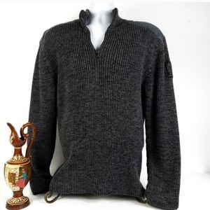 Calvin Klein Jeans Mens Quarter Zip Ribbed Sweater